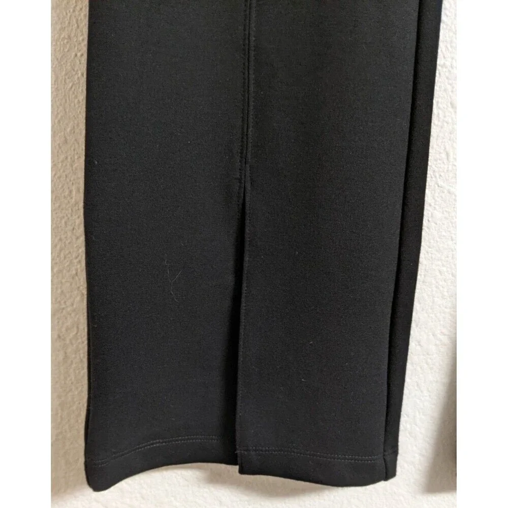Cabi #6278 Fleggings Black Flared Leg Split Hem Ponte Knit Pull-On Pant SZ M